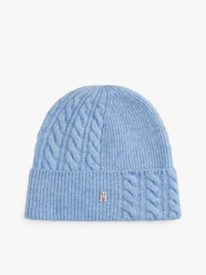 Mixed Knit Wool-Blend Beanie, Brisk Blue