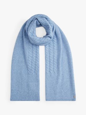 Mixed Knit Wool-Blend Scarf, Brisk Blue