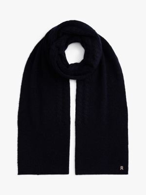 Mixed Knit Wool-Blend Scarf, Space Blue