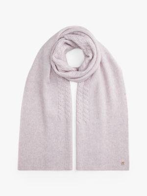 Mixed Knit Wool-Blend Scarf, Lilac Dusk