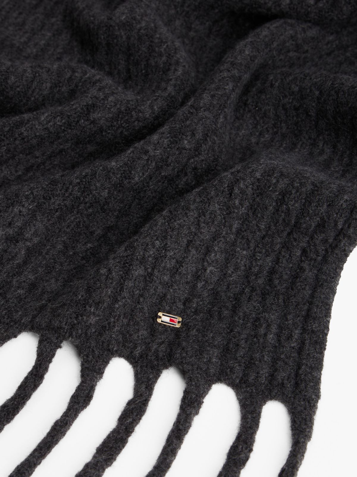 Cable Knit Scarf — Black Melange