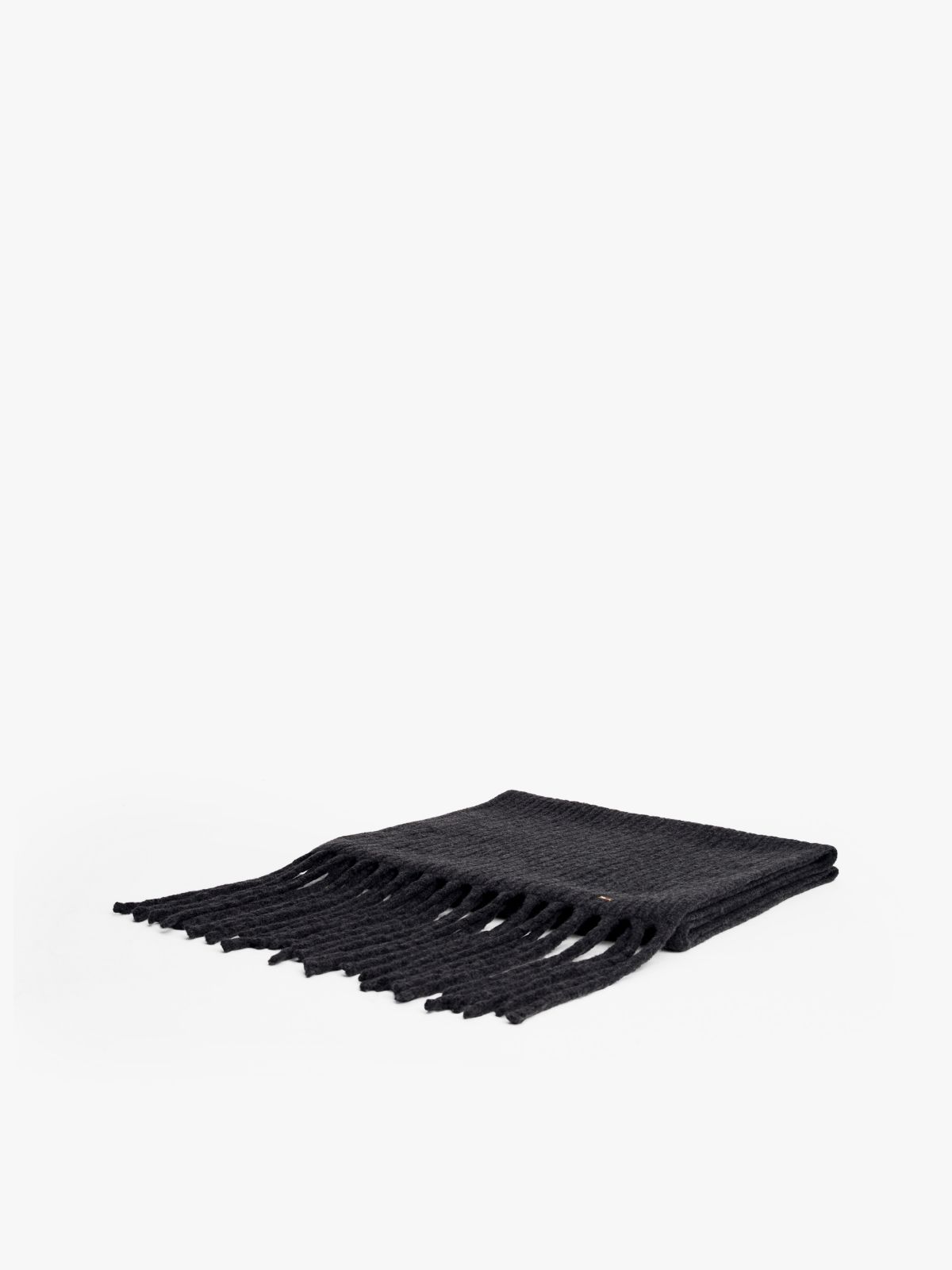Cable Knit Scarf — Black Melange