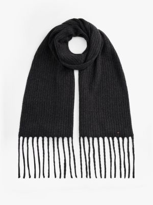 Cable Knit Scarf, Black Melange