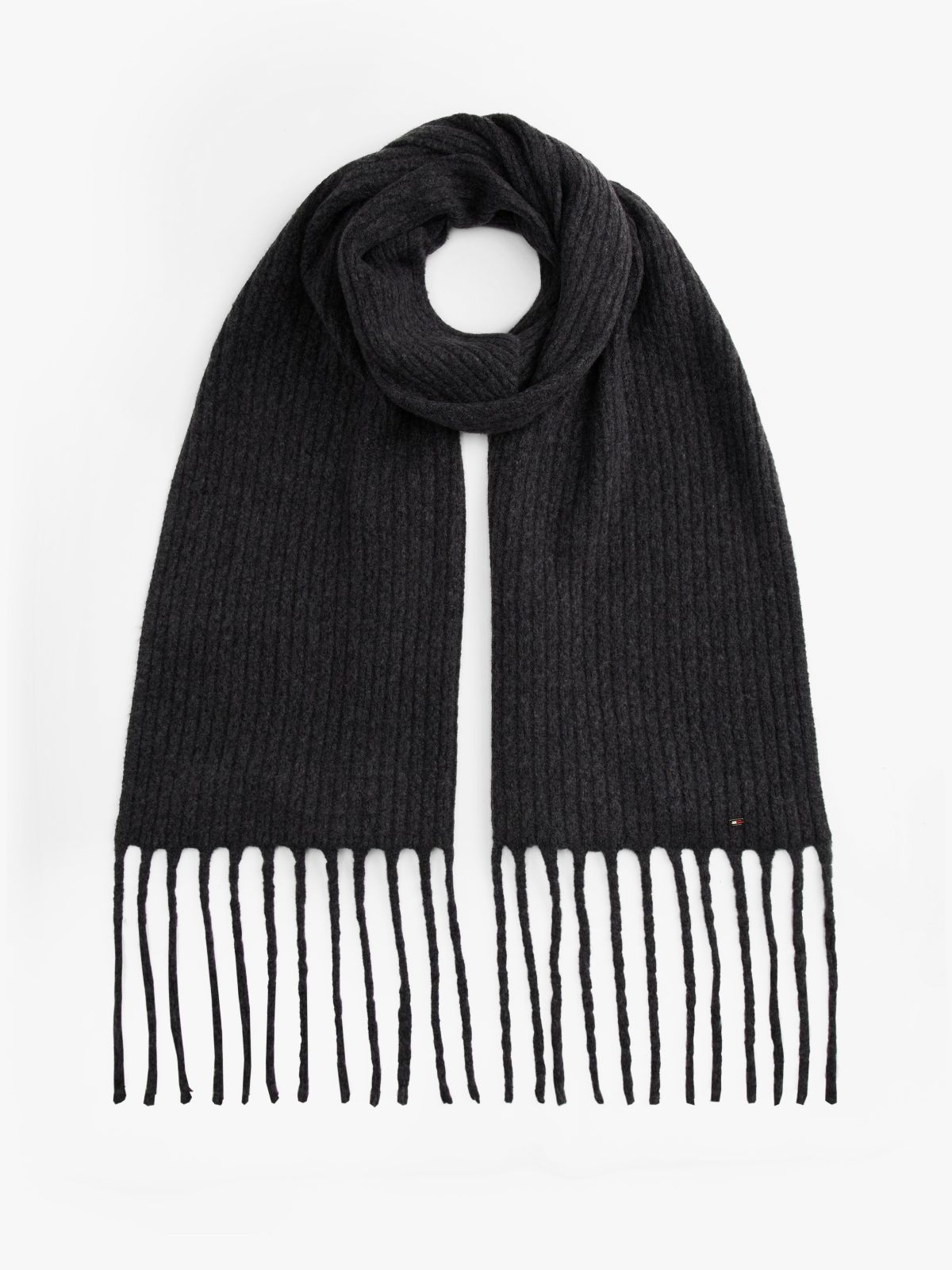 Cable Knit Scarf — Black Melange
