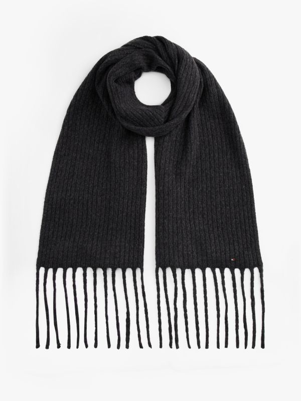 Cable Knit Scarf — Black Melange