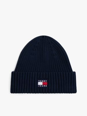 Tommy Jeans Badge Rib Knit Beanie, Dark Night Navy