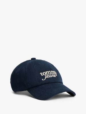 Tommy Jeans Script Corduroy Baseball Cap, Dark Night Navy
