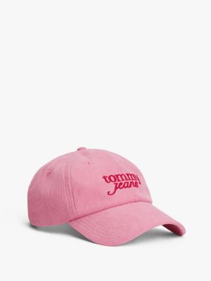 Tommy Jeans Script Corduroy Baseball Cap, Mystic Pink