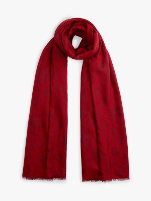 Monogram Jacquard Scarf, Primary Red / Fire Red
