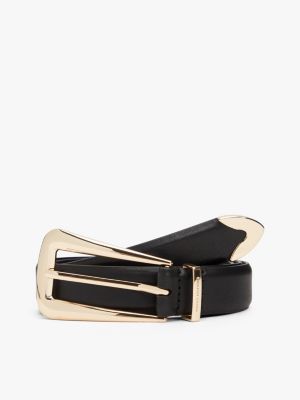 Western Hardware Leather Belt, Black