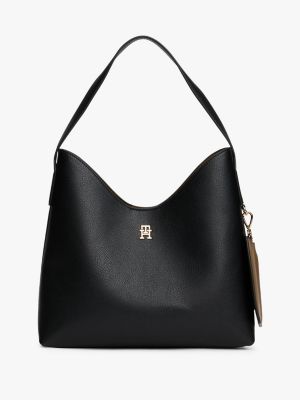 Monogram Logo Slouch Shoulder Bag, Black