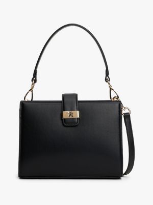 Monogram Clasp Mini Satchel Bag, Black