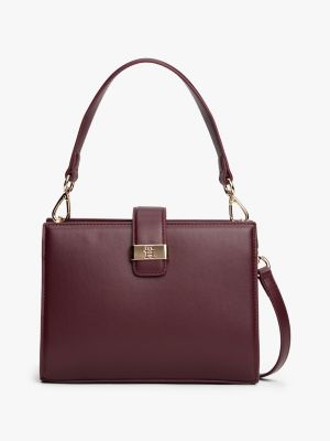Monogram Clasp Mini Satchel Bag, Marzemino