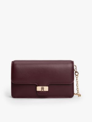 Monogram Clasp Pebbled Flap Clutch, Marzemino