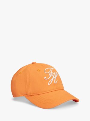 Embroidered Script Monogram Baseball Cap, Orange Hype