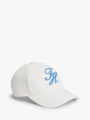 Embroidered Script Monogram Baseball Cap, Ecru