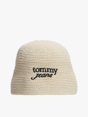 Tommy Jeans Crochet Bucket Hat, Newsprint