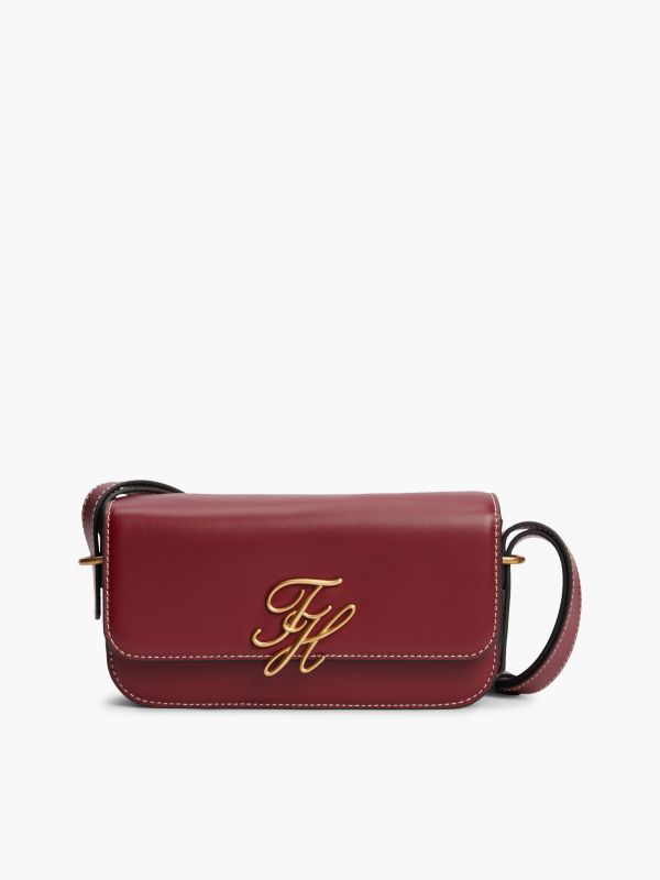 Script Monogram Leather Crossbody Bag — Oxblood