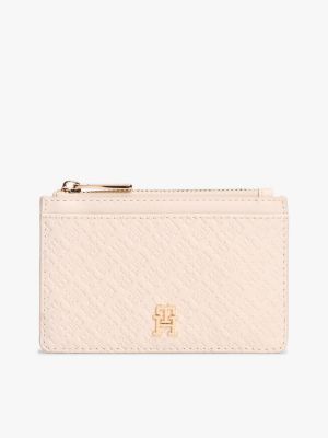 Allover Monogram Card Holder, Soft Cream