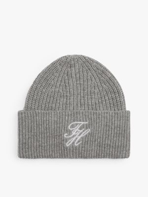 Script Monogram Wool-Cashmere Beanie, Universal Grey