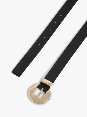 Женский ремень Tommy Hilfiger Circle Buckle Leather Belt, цвет: Чёрный — фото 2