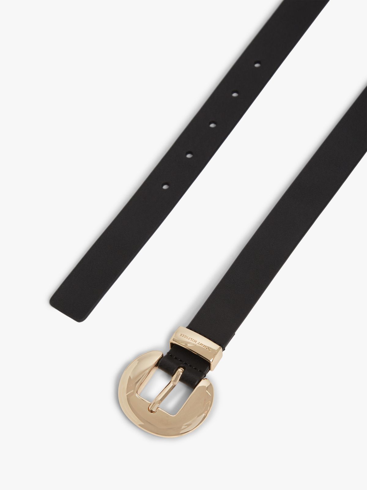 Circle Buckle Leather Belt — Black