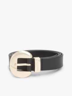 Circle Buckle Leather Belt — Black 5