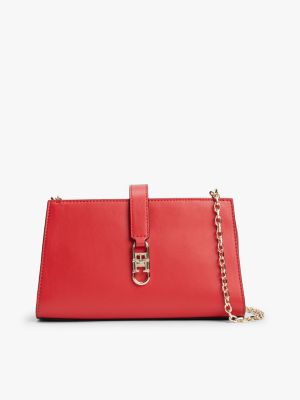 Polished Monogram Chain Crossbody Bag, Primary Red