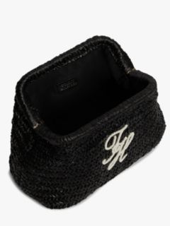 Script Monogram Raffia Clutch — Black Raffia 5