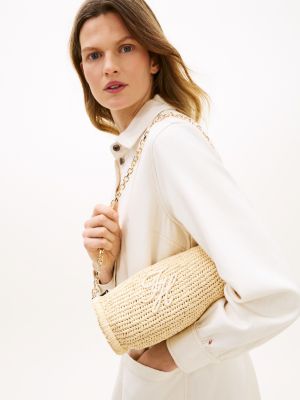 Женские сумки Tommy Hilfiger Script Monogram Raffia Chain Strap Bag — фото 2