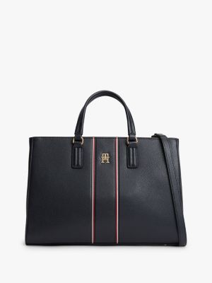 Tommy Hilfiger Signature Stripe Satchel Bag In Blue