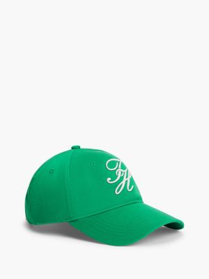 Embroidered Script Monogram Baseball Cap, Spring Emerald