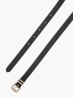 Square Buckle Slim Leather Belt — Black 2