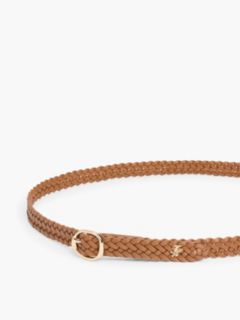 Slim Woven Leather Belt — Cognac 3