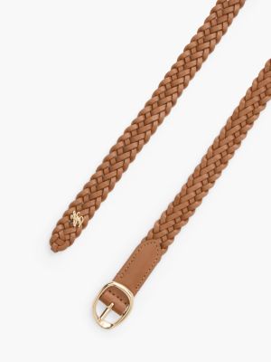 Женский ремень Tommy Hilfiger Slim Woven Leather Belt, цвет: Коньячный — фото 4
