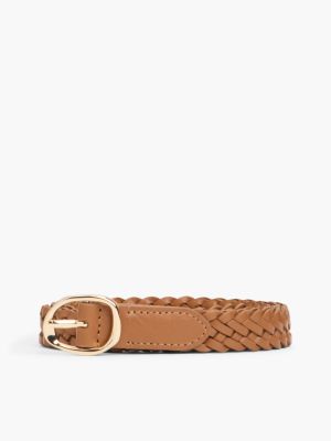 Женский ремень Tommy Hilfiger Slim Woven Leather Belt, цвет: Коньячный — фото 6