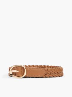 Slim Woven Leather Belt — Cognac 6