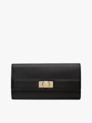 Monogram Turnlock Large Flap Wallet, Black