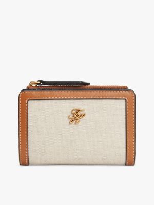 Script Monogram Canvas Bifold Wallet, Cognac