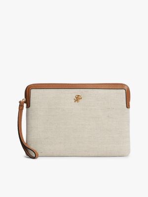 Script Monogram Canvas Wristlet, Cognac