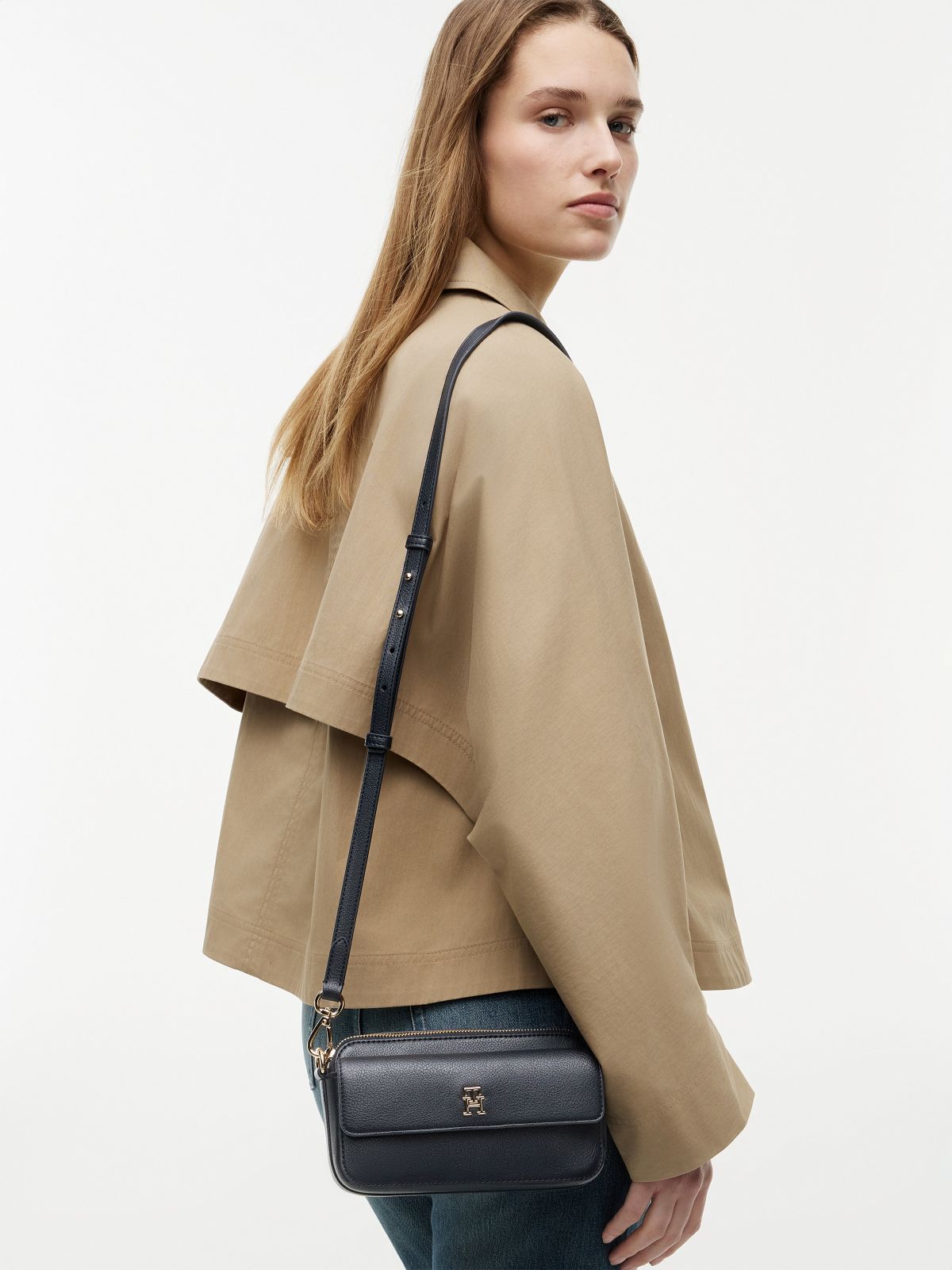 Monogram Pebbled Crossbody Bag — Space Blue