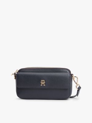 Monogram Pebbled Crossbody Bag, Space Blue