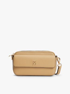 Monogram Pebbled Crossbody Bag, Classic Khaki