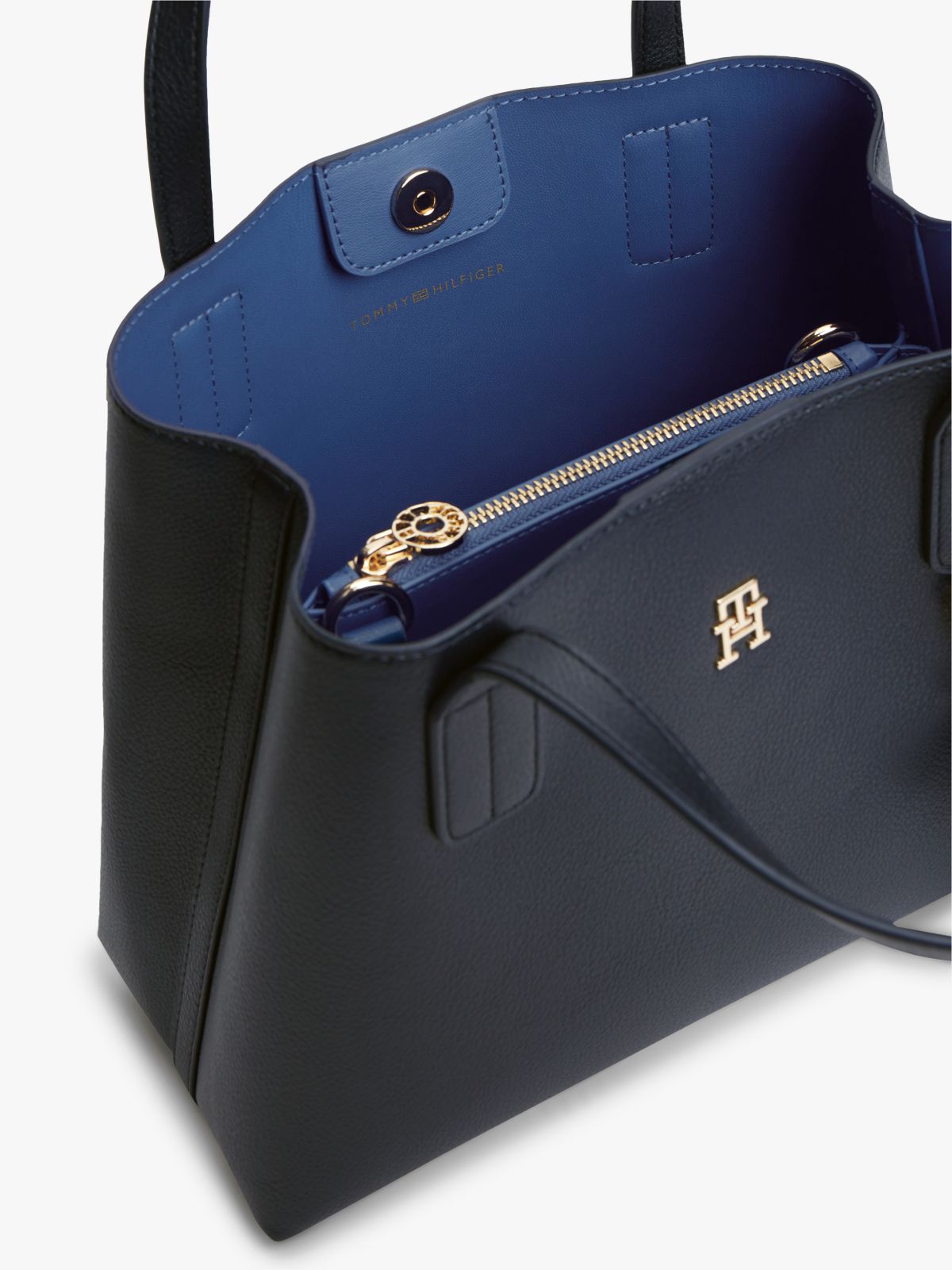 Monogram Pebbled Mini Satchel Bag — Space Blue