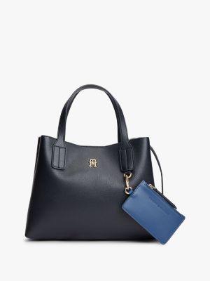 Monogram Pebbled Mini Satchel Bag, Space Blue