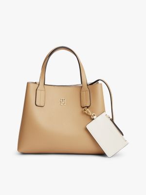 Monogram Pebbled Mini Satchel Bag, Classic Khaki