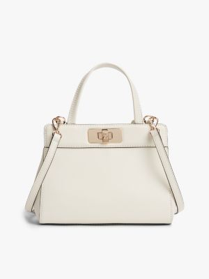 Monogram Turnlock Mini Satchel Bag, Soft Cream