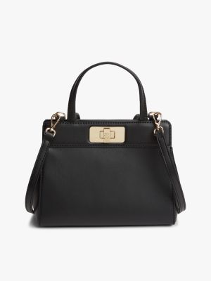 Monogram Turnlock Mini Satchel Bag, Black