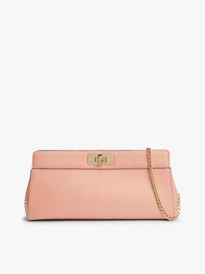 Monogram T-Lock Clutch, Porcelain Pink