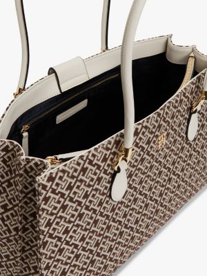Женские сумки Tommy Hilfiger Jacquard Monogram Satchel Bag — фото 4